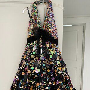 Unique iridescent on black party or prom dress by Jovani